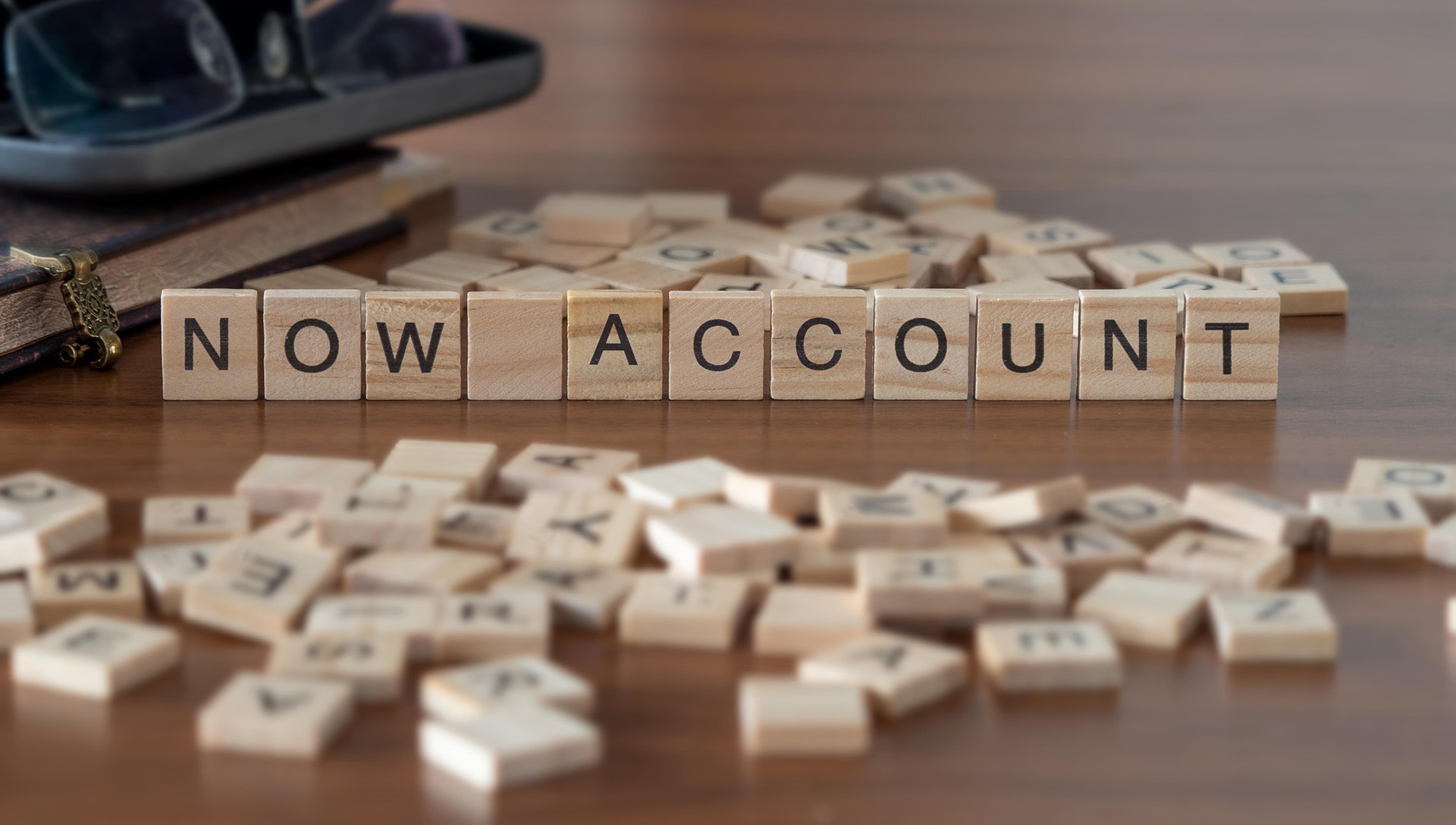 now account spelled out with blocks